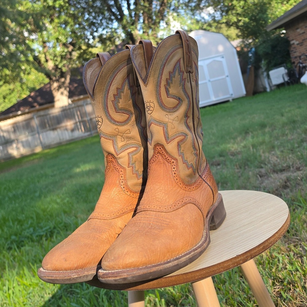 Ariat Mens Quickdraw Brown Leather Western Cowboy Boots 10006037 Size 11D